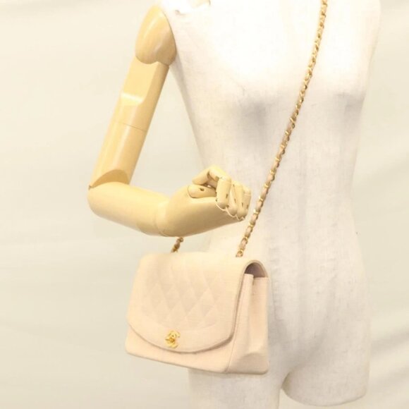 CHANEL Matelasse Chain Diana Shoulder Bag Canvas Pink CC Auth 120753 - Picture 3 of 16